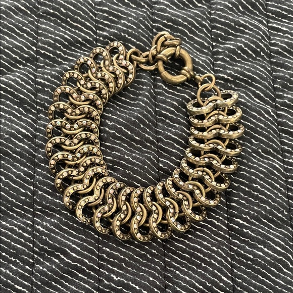 Vintage Bronze Tone Bracelet with Iridescent Stones - Picture 2 of 9